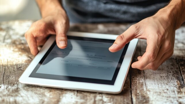 Digital electronic bill and accountant e invoice on tablet