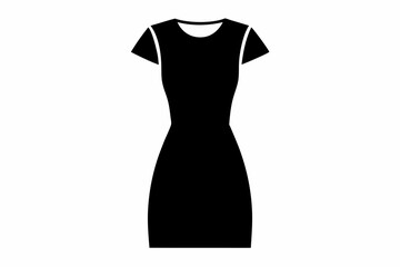 Dress silhouette, black dress icon vector, women dress