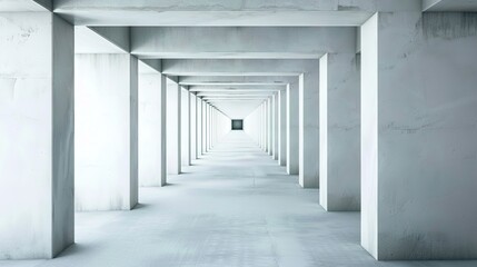 3D Rendering of White Geometric Tunnel - a captivating and futuristic visual. The white geometric tunnel creates an engaging and immersive experience.