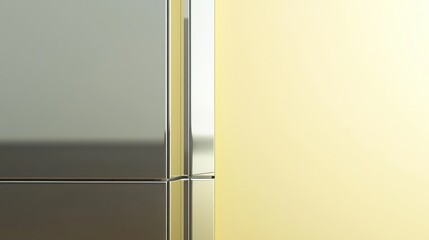 Graphite metal panels against a pastel yellow backdrop for a contemporary look.