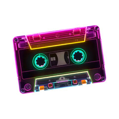 Vintage audio cassette tape on transparent background.