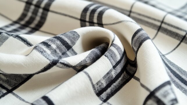 Textile of tattersall pattern loincloth pattern tartan pattern check pattern from white and black cotton