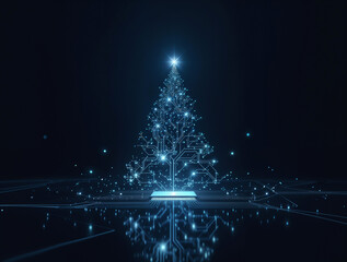 Digital cyber christmas tree, it technologies . Generative AI