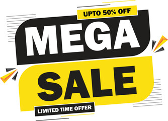 Mega Sale offer vector design template, Sale Banner tag, special offer discount label, Limited time special offer banner for marketing promotion, retail, store, shop, online store, or website