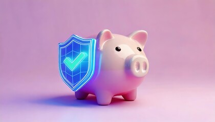 Enhance your savings with a modern piggy bank featuring a hologram shield for safety