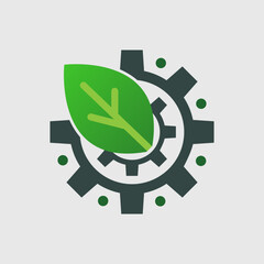 This logo is a combination of green leaves and mechanical gears, representing the balance between nature and technology