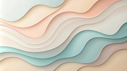Abstract Interplay of Serene Curving Layers in a Palette of Earthy Tones and Subtle Blues