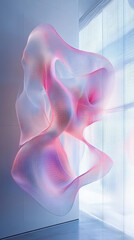 Fototapeta premium AI creating abstract art, represented by flowing geometric patterns in a digital studio