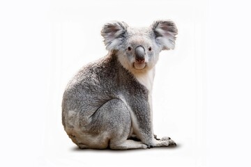 koala (Phascolarctos cinereus) isolated on white background, sometimes called the koala bear, is an arboreal herbivorous marsupial native to Australia.