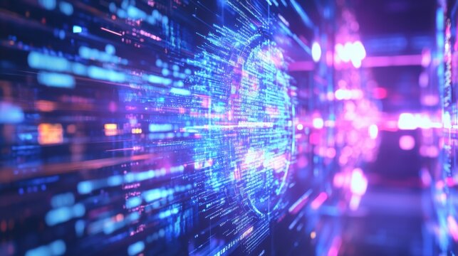 Blurred Code Editor Displaying Digital Data Flow