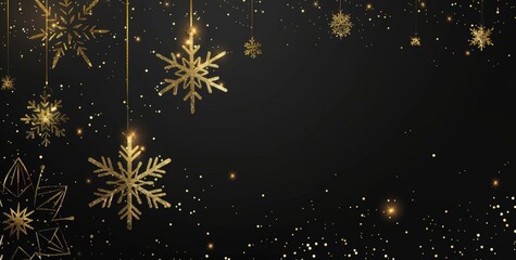 Golden Snowflake Winter Background
