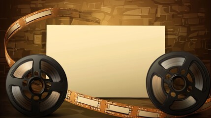 Film video movie blank paper for title and credit template with video tape and film for vintage movie and video title template