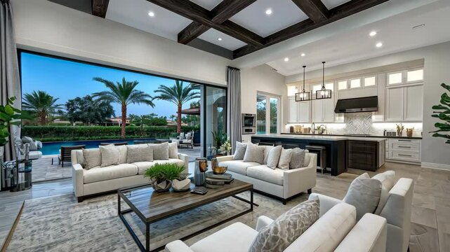 Modern Living Room with Patio View
