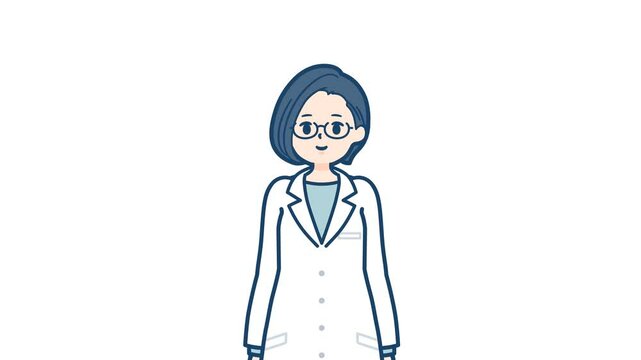 Doctor woman_Blink and smile quietly_with alpha channel