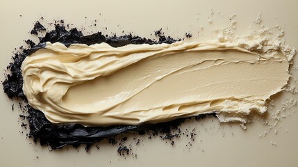 A creamy cosmetic stroke, isolated on white, showcases a moisturizing face or body cream with a soft texture and highlighter appeal.
