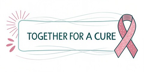 "Together for a Cure Pink Ribbon Awareness Illustration"

