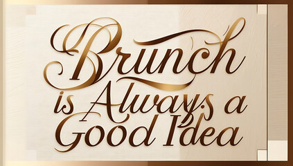 Obraz premium Simple, classy poster with the quote “Brunch is Always a Good Idea” in elegant script on a light, warm-toned background, conveying a sophisticated yet cozy feel.