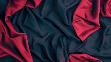 Obraz premium A close-up image of wrinkled fabric featuring deep red and dark black textures, creating a rich visual contrast and depth.