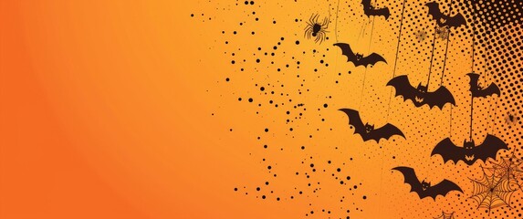 Fototapeta premium Halloween Bats and Spider Webs Design Isolated On White