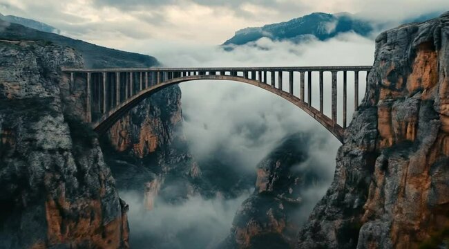 Long bridge aerial view scene, Camera slow motion with different angles