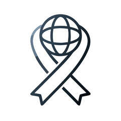 Fototapeta premium Global awareness ribbon icon with earth symbol outline