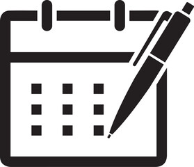 calendar icon vector, black and white.