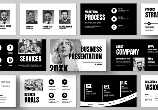 Classic Black And White Business Presentation Layout