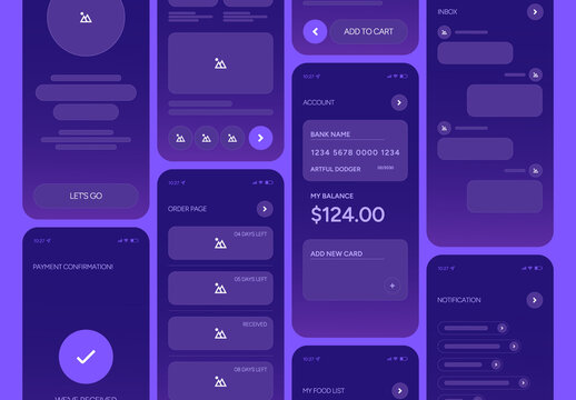 Food Delivery Mobile App Wireframe Layout UX Template