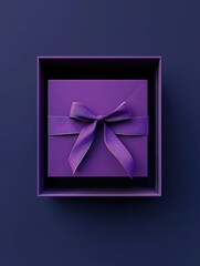 Purple open gift box isolated