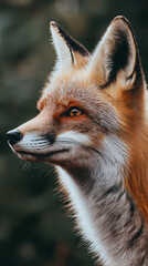 Naklejka premium Curious fox parent and kit walking side by side, autumn forest scene,vibrant colors,wildlife photography,family bond,natural habitat,stunning fur detail,captivating animal portrait,baby,mother's day