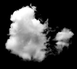 White clounds set on black, Large white clound isolated on black background.