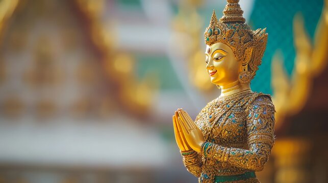 Welcome to bangkok - kinnari statue at wat phra kaew