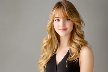 Fototapeta premium Young woman smiles beautifully in portrait