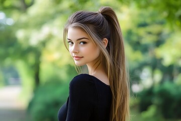 Fototapeta premium Young woman embraces nature with style