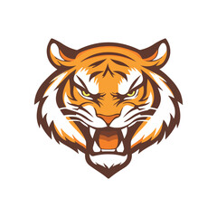Tiger head mascot sports logo vector illustration on isolated white background