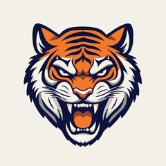 Tiger head mascot sports logo vector illustration on isolated white background