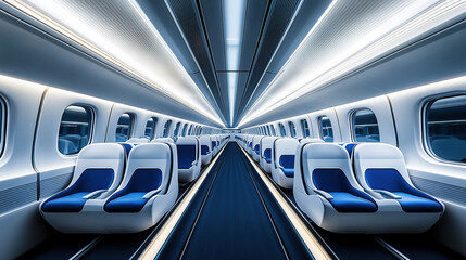 A photograph of the interior of an airplane with black leather seats, illuminated by soft red and blue lights