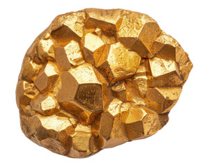 A shiny, golden mineral specimen with a crystalline structure.