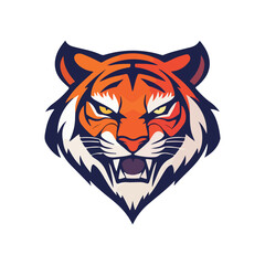 Tiger head mascot sports logo vector illustration on isolated white background