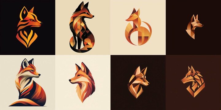 A stylized logo collection showcasing a sleek abstract dhole design in warm hues, enhanced by delicate geometric accents.