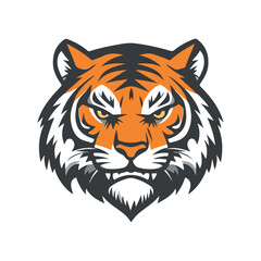 Tiger head mascot sports logo vector illustration on isolated white background
