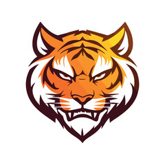 Tiger head mascot sports logo vector illustration on isolated white background