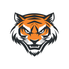Tiger head mascot sports logo vector illustration on isolated white background
