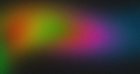 Abstract grainy color gradient background. Soft black dark purple pink green color flow noisy gradient texture, vibrant glowing colors, bright, shine, smooth, website header design, poster, banner