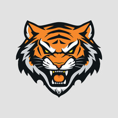 Tiger head mascot sports logo vector illustration on isolated white background