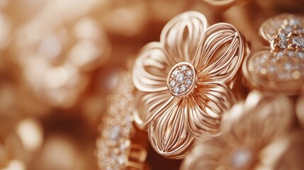 Elegant Gold Flower Jewelry with Sparkling Details