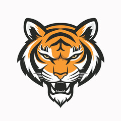 Tiger head mascot sports logo vector illustration on isolated white background