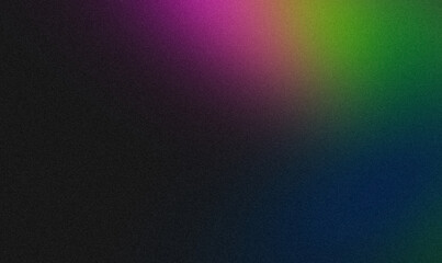 Abstract grainy color gradient background. Soft black dark purple green blue color flow noisy gradient texture, vibrant glowing colors, bright, shine, smooth, website header design, poster, banner