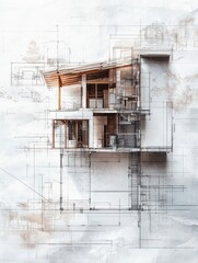 Architectural drawings and pencils are carefully placed on top of a blueprint, showcasing the creative process and design ideas for a renovation project. Generative AI