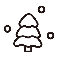 Snowy tree line icon, winter season releated vector symbol.